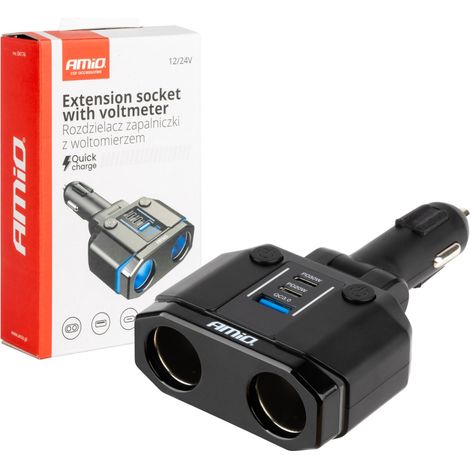 Adattatore per presa accendisigari PD30W PD20W QC3.0 12V 24V + voltmetro amio-04174 (1/5)