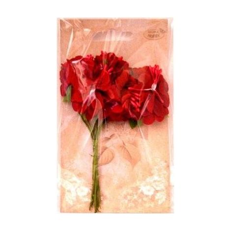Fiori di stoffa rossi, 4 cm, 6 pezzi