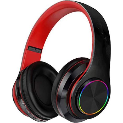 Casque Bluetooth Over-Ear B39 avec Basses Profondes, Pliable sans Fil, Slot pour Carte TF et Lumières LED 7 Couleurs, Stéréo Hi-Fi pour Voyage/Jeux/Fête (1/2)