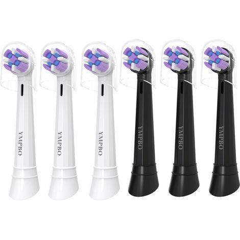 6 Pièces Brossette de Rechange Compatibles avec Oral B iO 10 9 8 7 6 5 4 3 Series, Blanc+Noir (1/5)