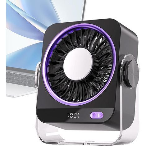 Mini ventilateur portable, 5 engrenages à vent réglables,Recharge TYPE-C,rotatif,Ventilateur de bureau,pour la maison, voyage (1/5)