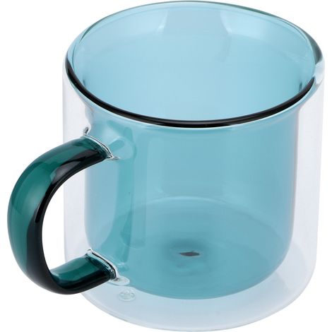 250 ml doppelwandiger, transparenter, zylindrischer Becher, hitzebeständig, Glas für Milch und Kaffee, für Zuhause, Hellgrün (1/5)