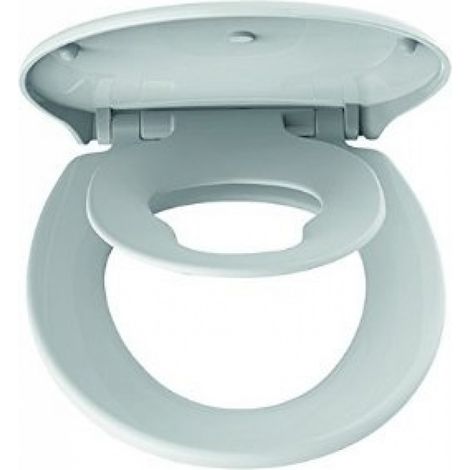 Siamp – Abattant WC adulte avec siège enfant intégré – Thermoplastique blanc – Charnières inox – Fixation par le dessus – Déclipsable pour entretien facile (1/10)