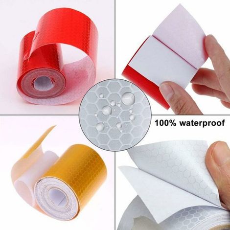 Ruban Réfléchissant - 5 cm x 3 m - Motif Flèche Nid D'abeille - Pour Signalisation Nocturne - 3 Pièces (1/4)