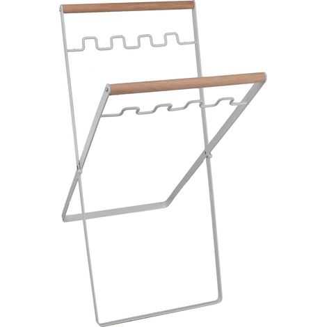Support de sac poubelle en fer pliable pour feuilles, porte-sac extérieur de camping blanc (1/5)
