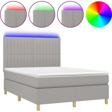 Maison Exclusive - Letto a Molle Materasso e LED Grigio Chiaro 140x200 cm Tessuto (1/5)