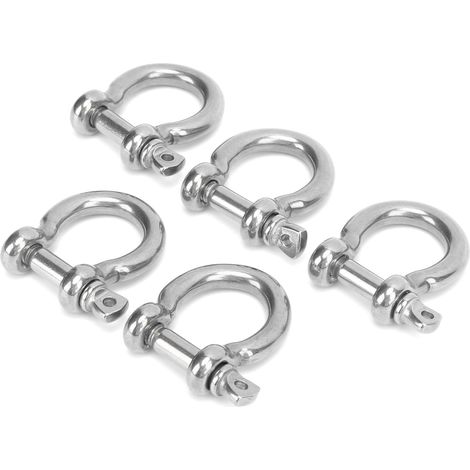 Lot de 5 manilles à anneau en D en acier inoxydable résistant à la corrosion, idéales pour le camping, la randonnée et les sports de plein air (charge maximale : 200 kg). (1/5)