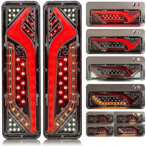 2 feux arriere a led 12 v pour remorque camion bateau camping car caravane fourgonnette feux de freinage et de recul conception etanche 2 pieces style c