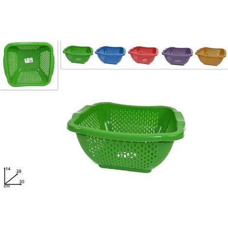 TrAdE Shop Traesio - Cesto Cestino Quadrato Forato Multiuso 30cm Scola Frutta Verdura Cucina Colorato -