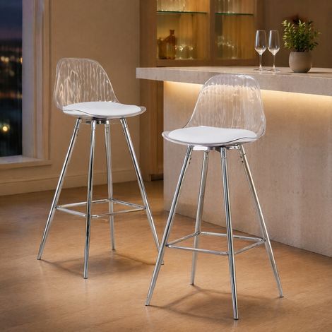 Set mit 2 transparenten Barhockern, silbernes Metallgestell HAVRYA (1/5)