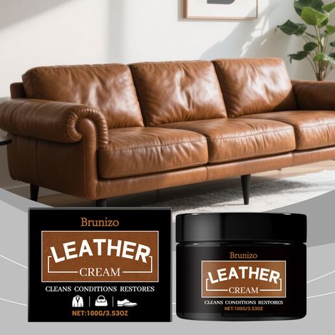 Crème nettoyante et d'entretien pour le cuir, pour la maison et la voiture - Élimine les graisses et les taches, ravive l'éclat et redonne de la brillance - 100 g (1/5)