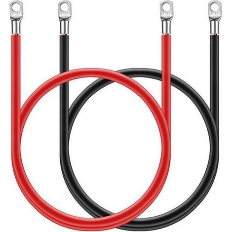 16mm² 50 cm Onduleur Batterie Câble(Max 100A),Bornes à Anneau Rouge et Noir Cuivre Etamé pour Moto,Automobile,Bateaux Marin