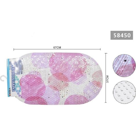Kaela - Tappeto Antiscivolo Ovale Cerchi Rosa Per Vasca Da Bagno Doccia 67 X 37 Cm 58450 -