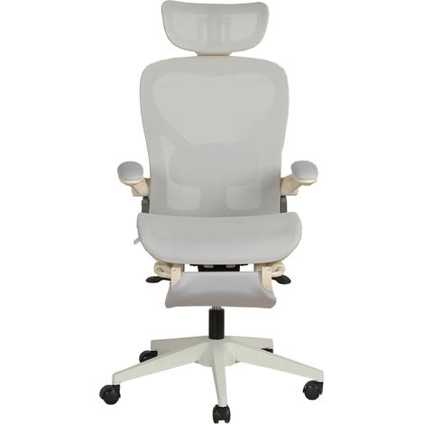 Sedia da ufficio ergonomica pieghevole grigia con poggiatesta 3D e poggiapiedi (1/5)