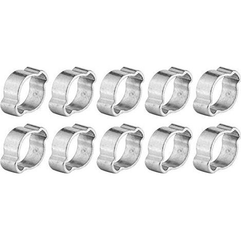 Packung mit 10 verzinkten Doppelohr-Schlauchschellen aus verzinktem Eisen, 523 mm, für Kraftstoffschläuche (911 mm). (1/2)