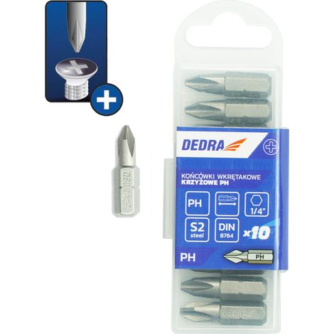 Punte per cacciavite Dedra 18a02ph00-10 acciaio S2 25 mm 10 pezzi