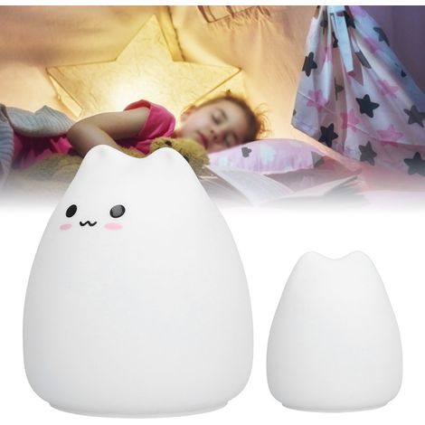 Veilleuse LED en silicone en forme de chat, veilleuse colorée à couleurs changeantes, veilleuse créative (1/5)