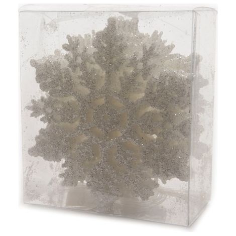 DECORAZIONE APPENDIBILE 12 FIOCCHI DI NEVE BIANCO 12CM (1/4)