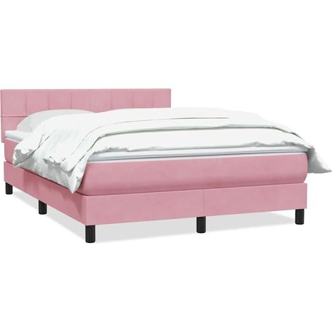 Maison Exclusive - Sommier à lattes de lit avec matelas rose 140x220 cm velours (1/5)