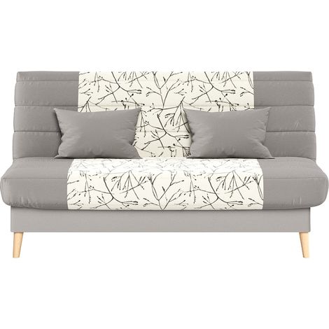 Banquette convertible SOHO clic clac, couchage 130 x 190 avec rangement intégré + 2 coussins OFFERTS, Beige à motifs (1/3)