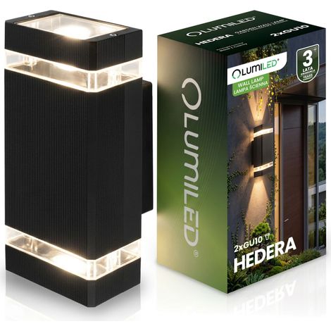 Lampada da giardino, lampada da parete, facciata, superiore/inferiore, GU10, alluminio nero, HEDERA LUMILED (1/5)