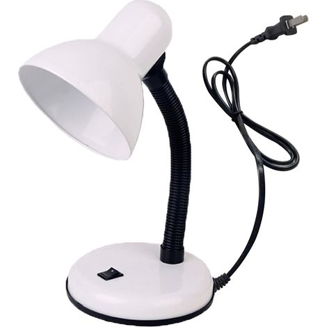 Lampe De Bureau - Abat-jour Métallique Flexible - Base En Plastique - Pour Bureau Étudiant Chambre D'enfant - 1 Pièce (1/4)