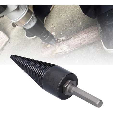 Foret pour fendeuse de bûches de 32 mm, perceuse à fendre le bois à grande vitesse à tige hexagonale, outil de poinçonnage de cône de bois de chauffage pour perceuse à percussion électrique (1/5)