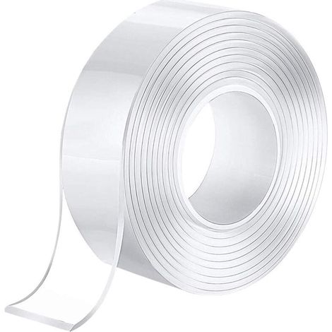 Nastro nano riutilizzabile, nastro nano, nastro adesivo lavabile senza tracce, adesivo biadesivo multifunzionale senza tracce, adesivo antiscivolo per vetro, plastica, legno, metallo, carta, ecc. (3M) (1/4)
