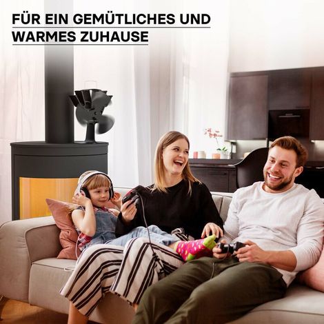 Wiltec Holzofenlüfter – 3 Flügel – 1100 U/min – 70–350 °C – Betrieb durch Wärme, kein Stromanschluss erforderlich – Gleichmäßige Wärmeverteilung aus dem Schornstein (1/4)