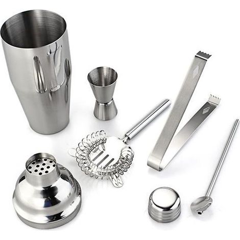 Set Cocktail Bar 5 Pièces En Acier Inox Shaker Pince Cuillère 750ml (1/3)