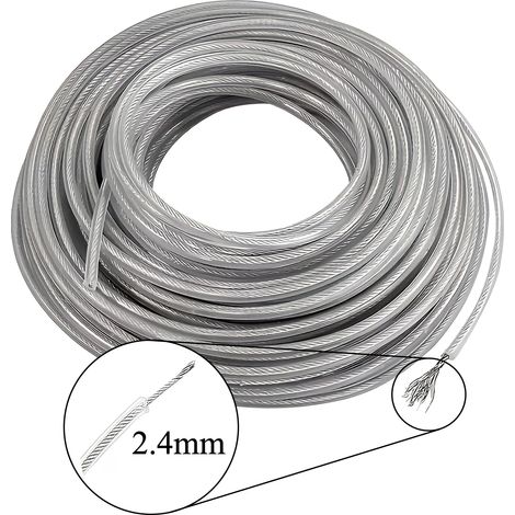 (2,4 mm, 10 m) Fil de coupe-bordures en nylon et acier, long rouleau rond, pour tondeuse à gazon. (1/4)