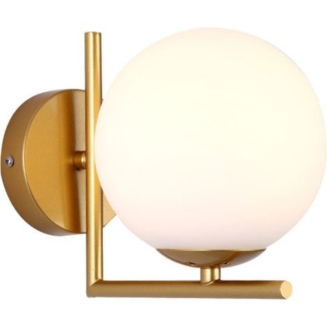 Applique murale sphérique dorée , lampe de chevet pour chambre à coucher (1/3)