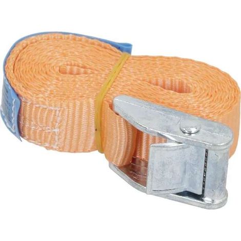 Sangle ceinture 25mm x 2,5m 300daN fixation maintien voiture remorque tracteur tendeur clip attache rapide