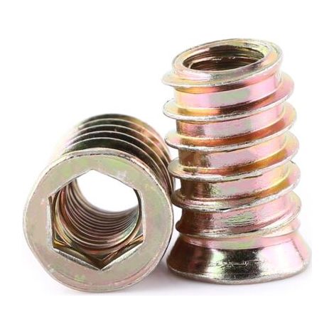 Écrous à insert fileté à six pans creux en acier au carbone pour meubles en bois (M1025mm)