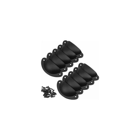 Ensemble de 10 poignées de porte noires, boutons de meubles vintage, boutons de tiroir et autres boutons de meubles avec coque en métal pour armoires, tiroirs et commodes (1/4)