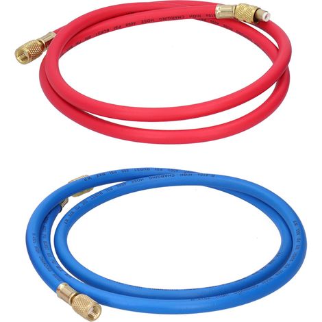 Ortviai Tuyau de charge pour climatisation automobile R410 – 2 pièces de 1,5 m avec raccords cuivre 1/4″ × 5/16″ et joints PTFE (1/4)