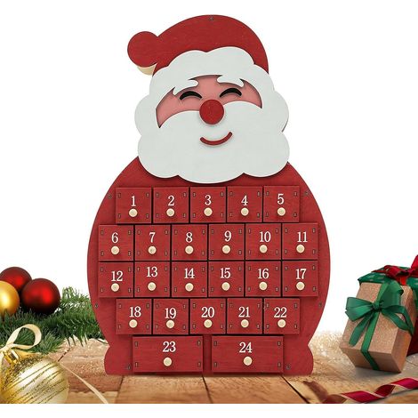 Calendario dell'Avvento riutilizzabile con 24 cassetti, decorazione natalizia. (1/5)