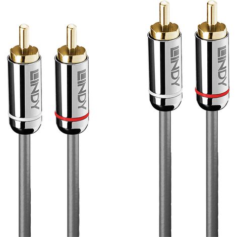 LINDY 35346 RCA Audio Anschlusskabel [2x Cinch-Stecker - 2x Cinch-Stecker] 2 m Anthrazit (1/2)