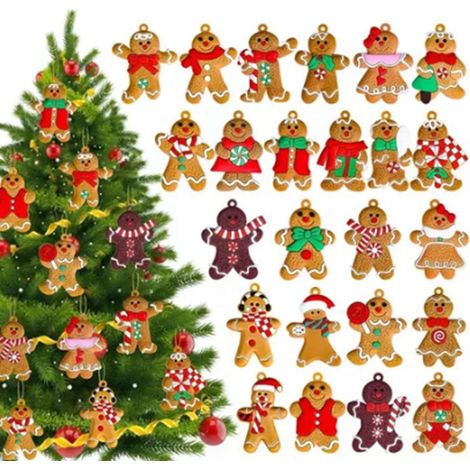 24-teiliges Set niedlicher Hängedeko-Weihnachtsbaumanhänger aus PVC-Material für Tür, Fenster und Partydekoration (1/5)