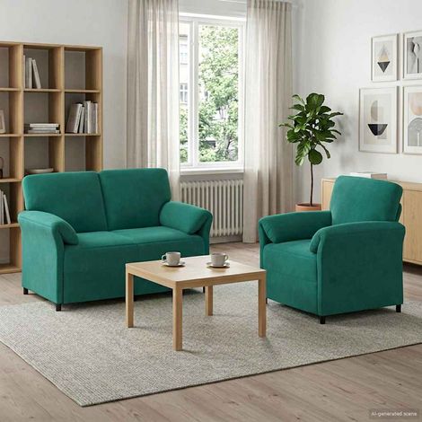 vidaXL Ensemble de Canapés 2 pc Turquoise Velours (1/5)