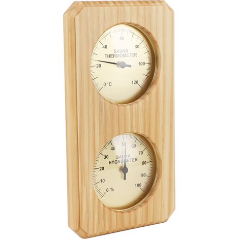 Sonde en bois pour sauna Hygrothermomètre Cadre doré 0-120°C 0-100% Humidité Thermomètre de sauna intérieur familial (1/5)