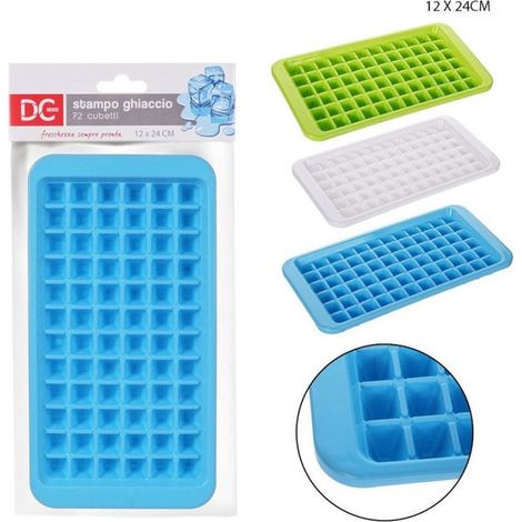 TrAdE Shop Traesio - Stampo Ghiaccio 72 Cubetti 12x24cm Vaschetta In Vari Colori Assortiti 0214133 - (1/3)