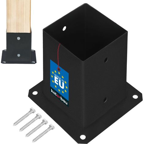 KOTARBAU® Support Poteau Bois - Acier Revêtu par Poudre - 90 x 90 mm - Noir - Pied de Poteau - Fixation Robuste - Résistant à la Corrosion (1/5)