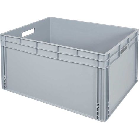 BRB Eurobehälter/Stapelbehälter mit Durchfassgriffen, LxBxH 800x600x420 mm, 172 Liter, lebensmittelecht, grau (1/2)