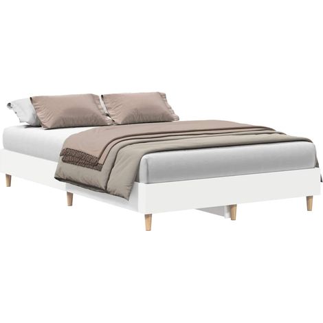 Bed Frame No Mattress White 135x190 cm Double Engineered Wood vidaXL (1/5)