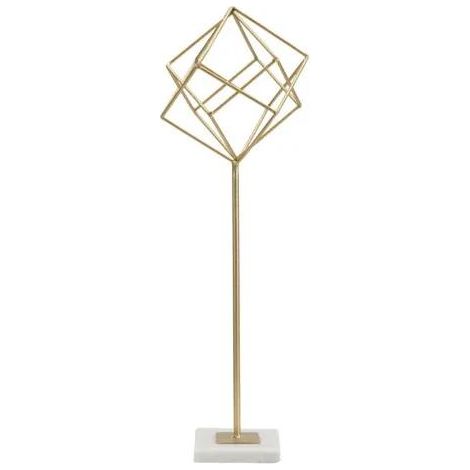 Escultura decorativa Mauro Ferretti metal dorado mármol 16x18x52 cm