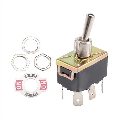 Interrupteur à bascule DPDT 6 broches, noir et argent, 250 V CA / 10 A / 125 V / 15 A (1/5)