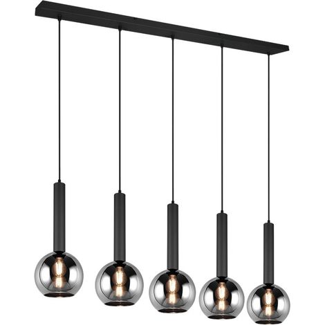 Lampada a sospensione 5 luci, metallo, nero opaco, L115 cm, Clayton (1/5)