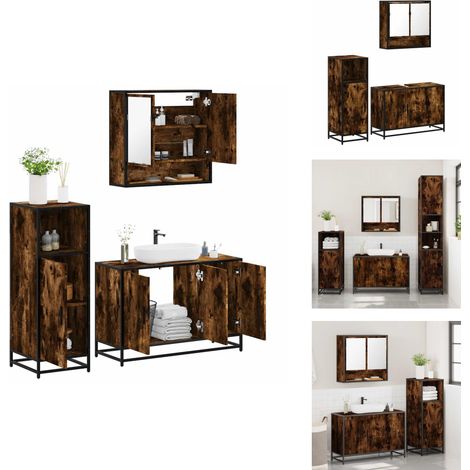 Ensemble de meubles de salle de bain 3 pcs Chêne fumé - Ensemble De Meubles De Salle De Bain - Ensembles De Meubles De Salle De Bain - Armoire De Salle De Bain - Armoire De Rangement De Salle De Bain (1/5)