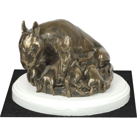 Bull Terrier, Bull Terrier II - estatuilla de perro, figura sobre una base blanca, trofeo para una exposición canina de Art-Dog (1/5)
